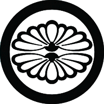 丸に中陰対い割り菊菱