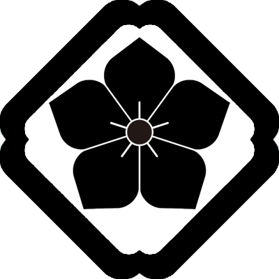 隅入り角に桔梗