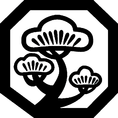 切り平角に光琳三つ枝松