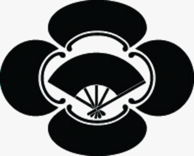 木瓜に五本骨扇