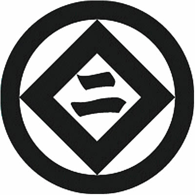 丸に傍折敷に二文字