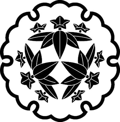 雪輪に三つ笹竜胆