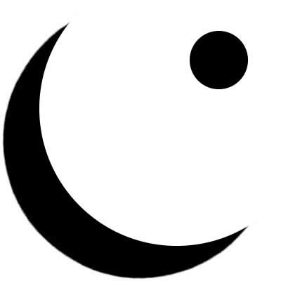 右向き三日月に星