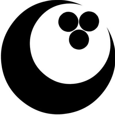 右向き半月に三つ星