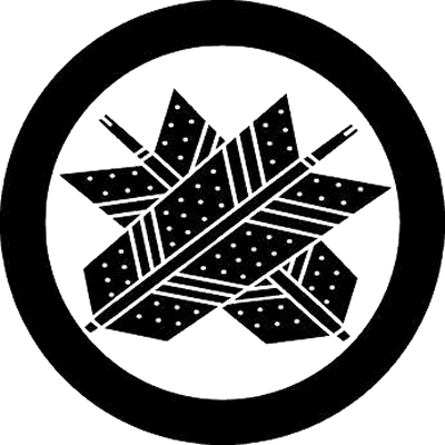 丸に斑入り違い矢