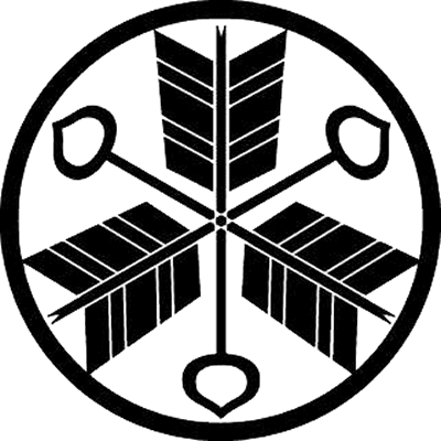 細輪に矢尻付き三本違い矢