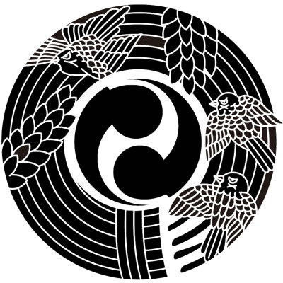 稲の丸に三羽雀に二つ巴