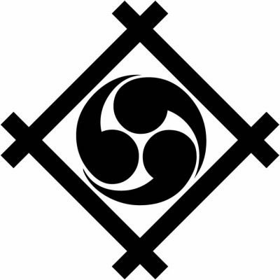 井筒に右三つ巴・隅立て井筒に右三つ巴