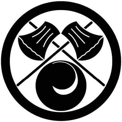 丸に違い鉞に一つ巴