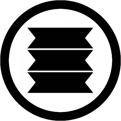 丸に三つ切り竹・丸に三つ横並び切り竹