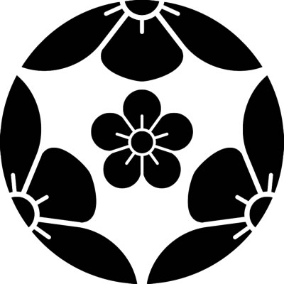 三つ割り梅に梅の花