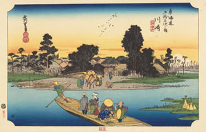 歌川広重(初代1797-1858)『東海道五拾三次・川崎・六郷渡舟』（国立国会図書館所蔵）