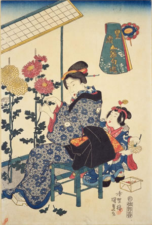 歌川国貞「豊歳五節句遊・重陽の節句(国立国会図書館蔵)