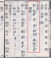 『拾芥抄』に見られる「薺　蘩蔞　芹　菁　御形　須須之呂　佛座」の「七種菜」の文字