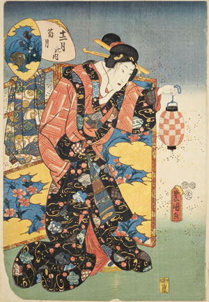 歌川国貞(豊国三代)「十二月ノ内　菊月」嘉永5・1852年（国立国会図書館所蔵）