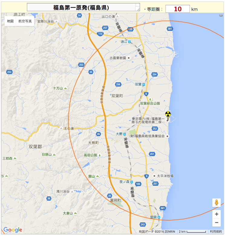 福島第一原子力発電所（福島県）の場所
