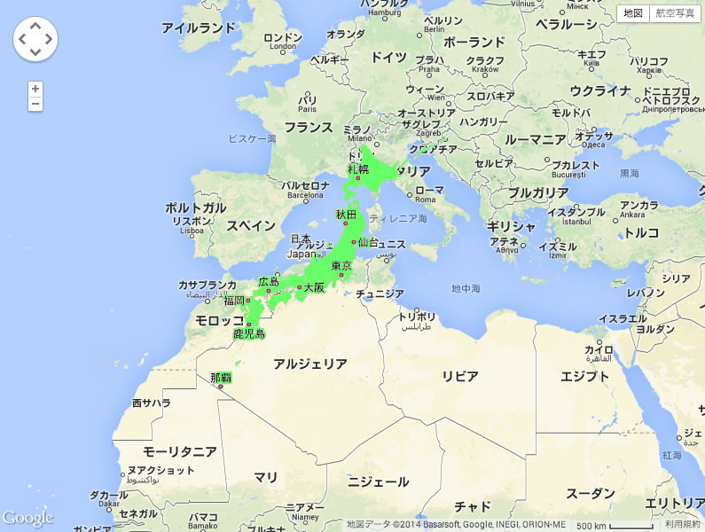 みんなの知識 ちょっと便利帳 地図を重ね 日本と世界の大きさを比べる 地図英語表記版 English